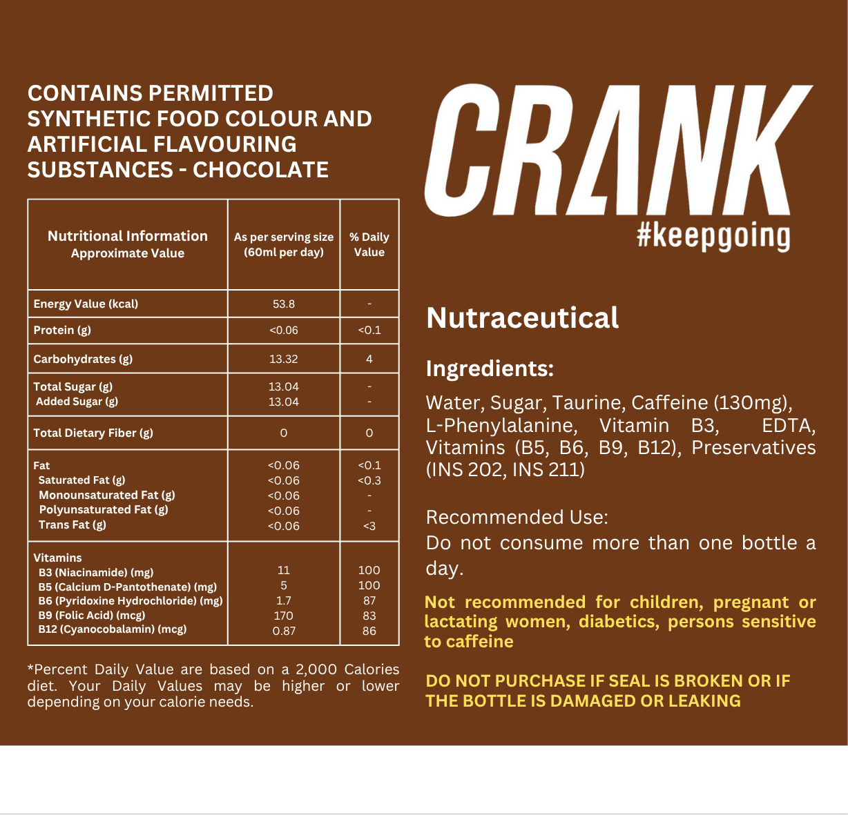 Crank Energy Shot - Chocolate