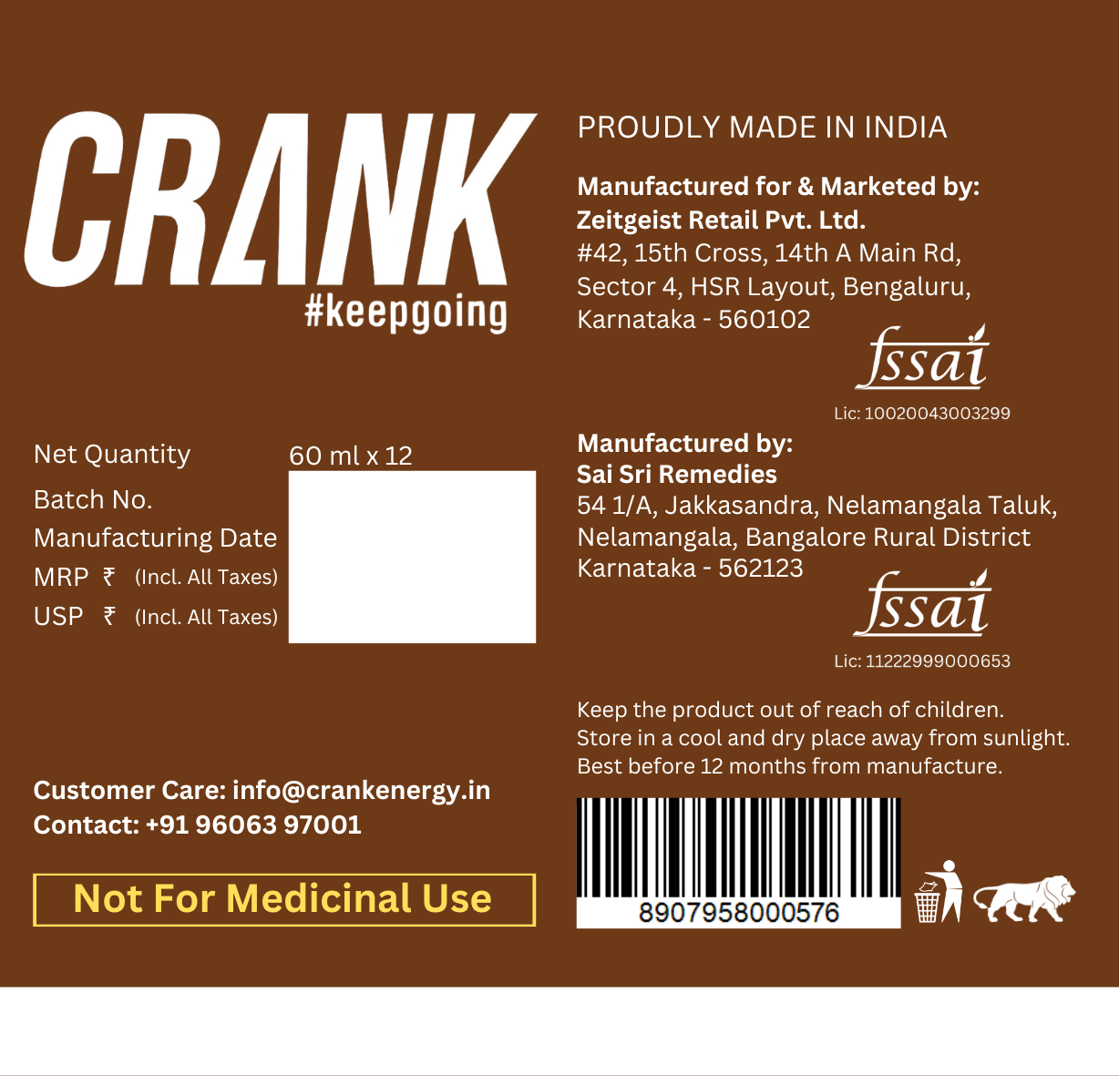 Crank Energy Shot - Chocolate