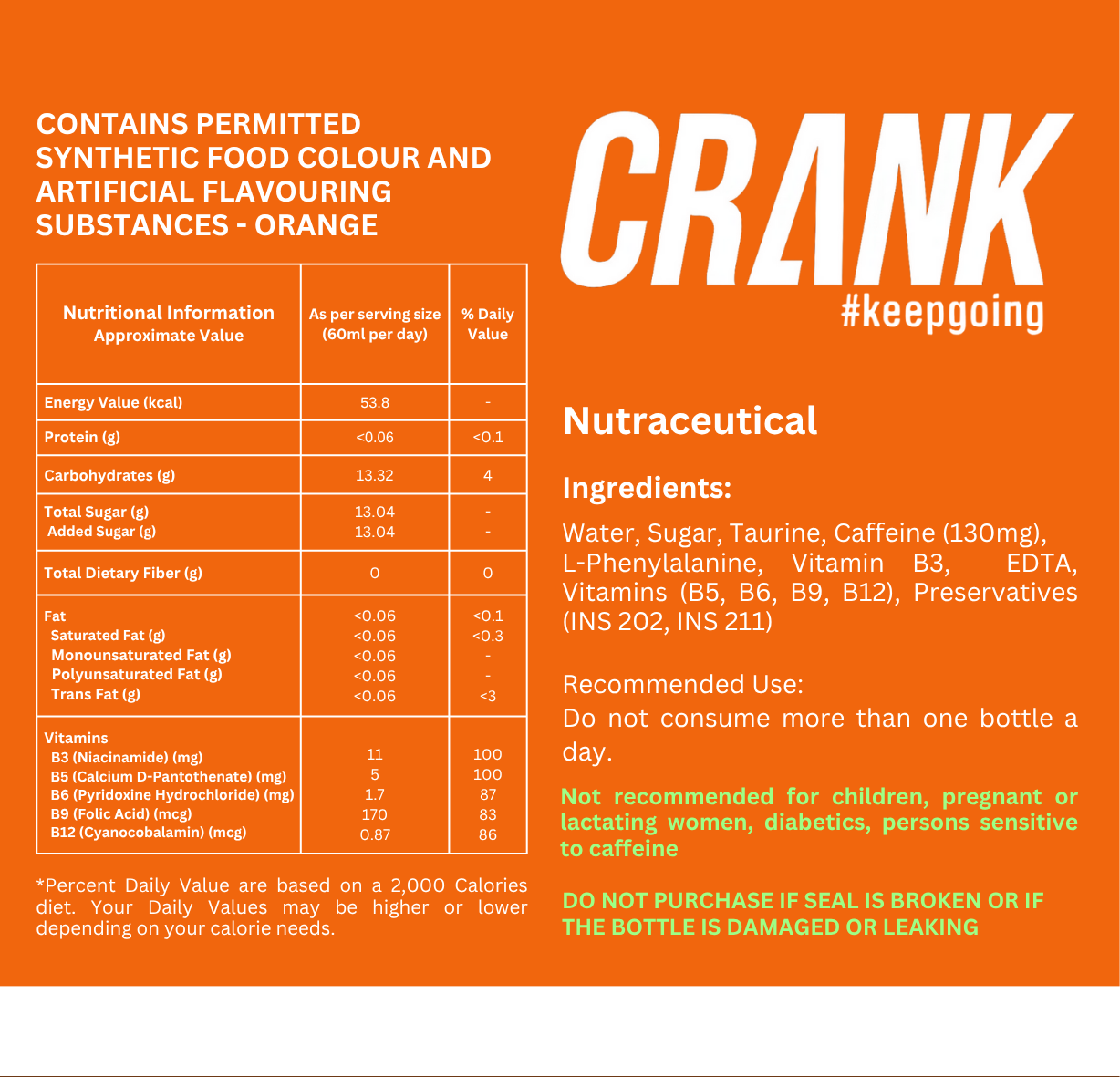 Crank Energy Shot - Orange