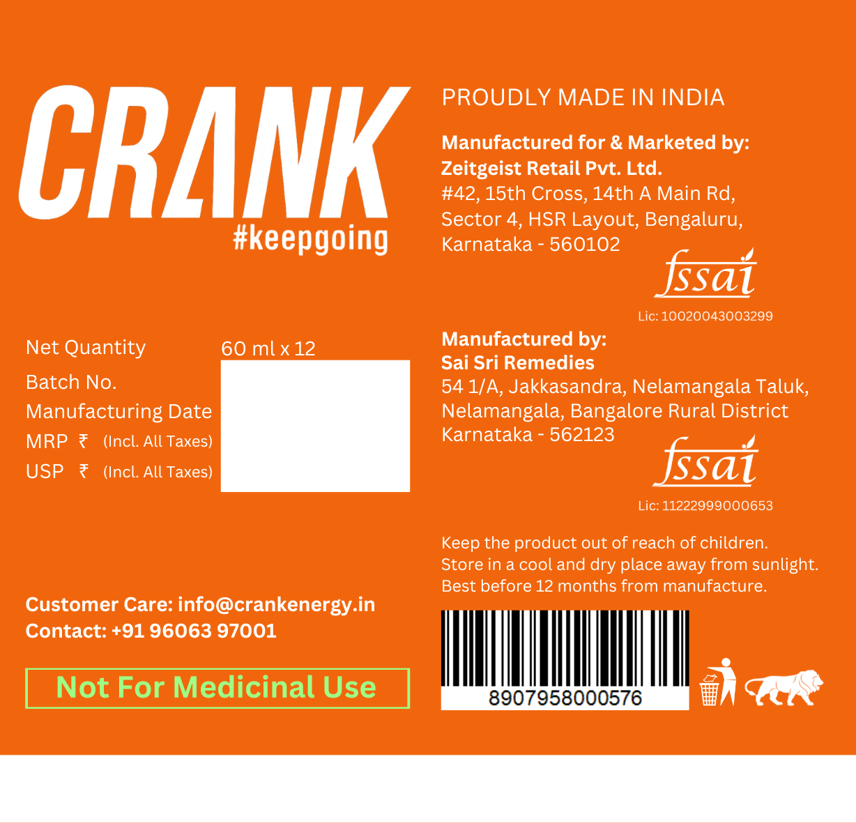 Crank Energy Shot - Orange