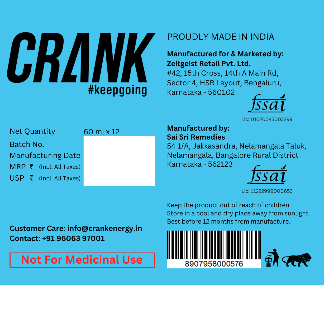 Crank Energy Shot - Peppermint