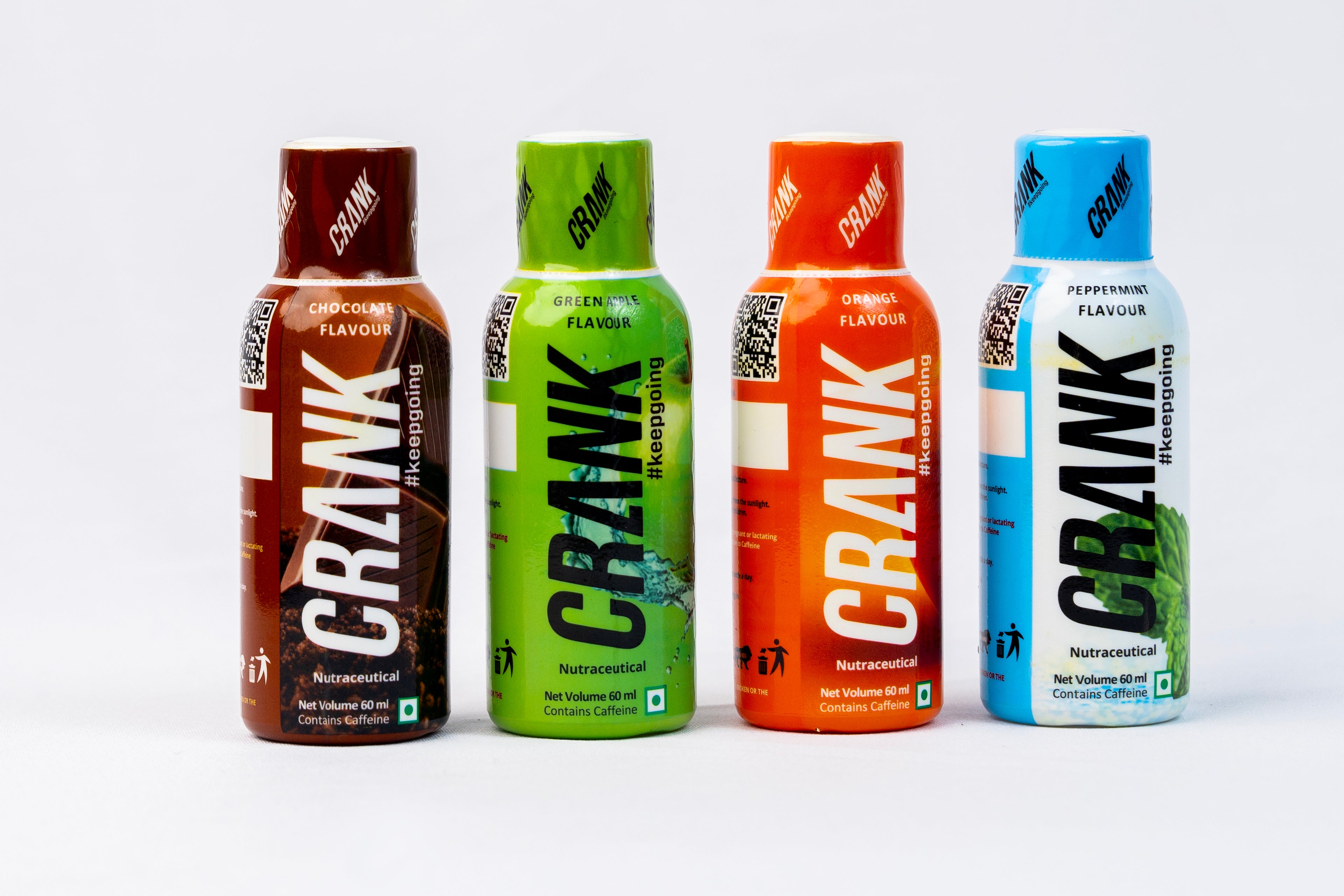 Crank Energy Shot Trial Pack –(Pack of 4) |130mg Caffeine + Taurine + B-Vitamins + Phenylalanine | Real Cane Sugar for Optimal Energy | Instant & Sustained Energy for Workouts, Work, Travel, Sports | Pocket Sized | 60ml Each